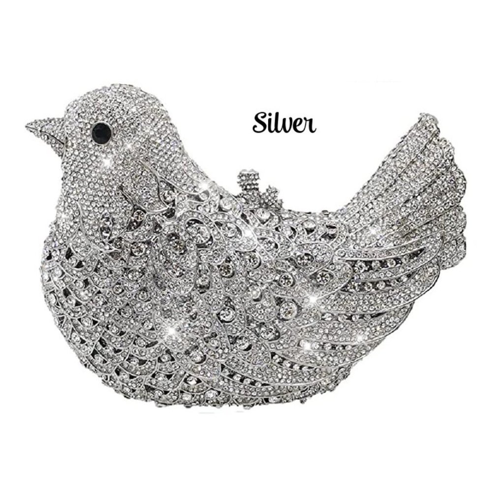 NWT Sparkling Bling Swarovski Crystal Rhinestone Bird Clutch Purse + FRE… - Picture 16 of 17